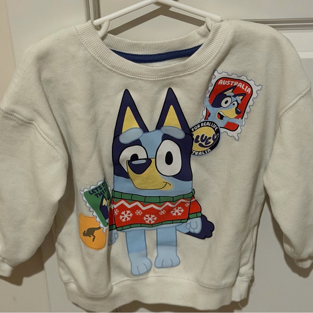 Bluey Kids Cream Sweatshirt with Holiday Graphic